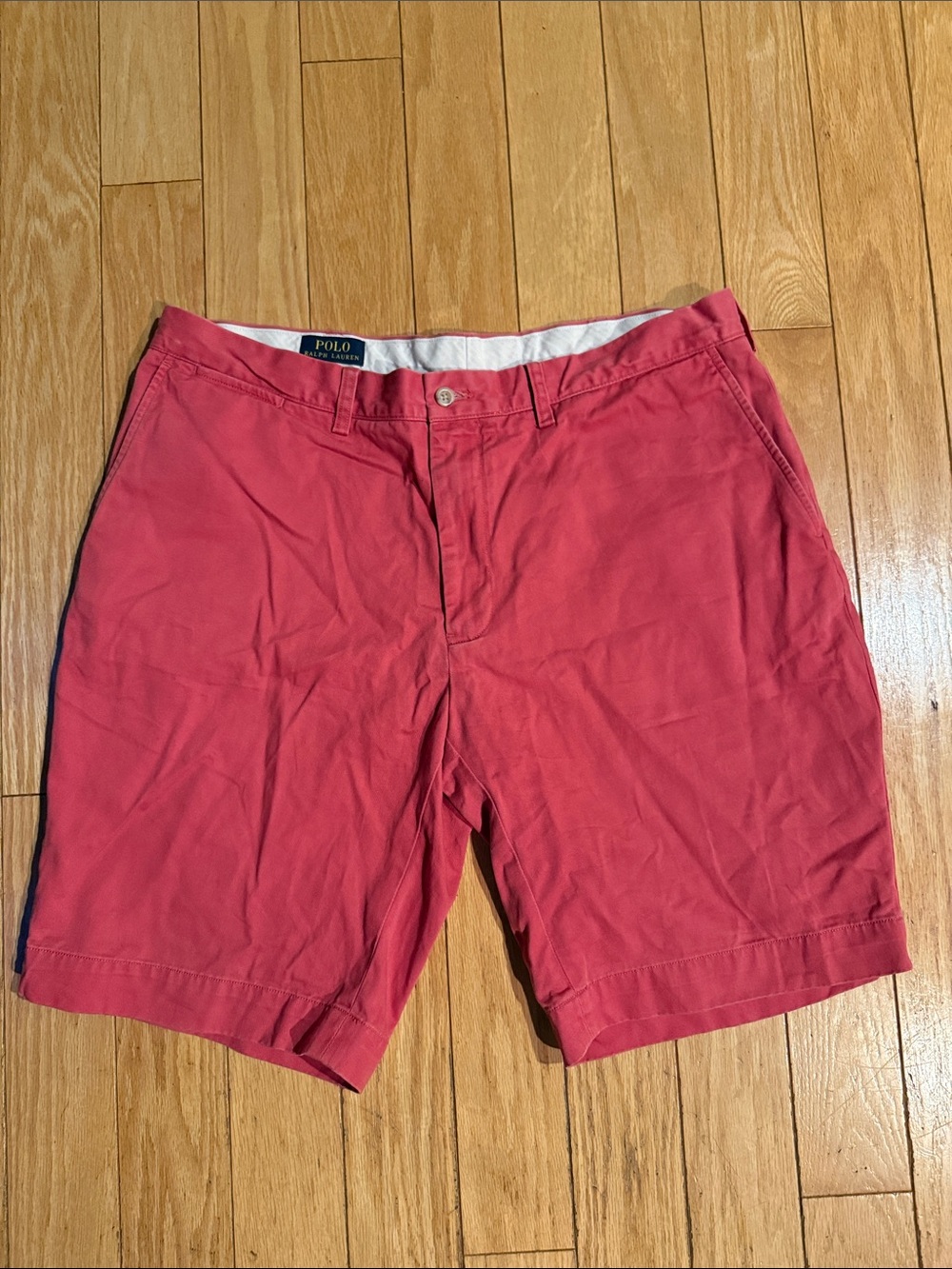 Polo by Ralph Lauren Coral-Red Flat-Front Men’s Shorts